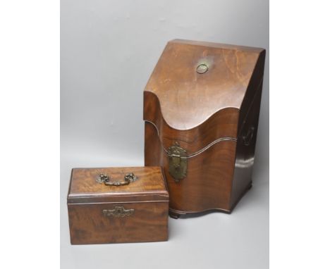 A George II mahogany knife box together with a George III mahogany tea caddy (2)38cm