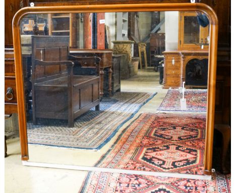 A Victorian pale mahogany overmantel mirror, width 134cm, height 114cm
