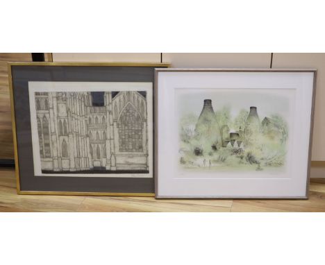 David Gentleman, lithograph, 'Coal Port Ovens', signed in pencil, 173/240, 43 x 55cm and  Valerie Thornton limited edition pr
