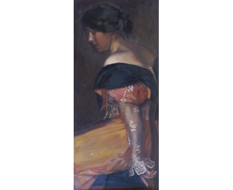 L CROSFIELD (British fl. 1892 - 1894) PORTRAIT OF A YOUNG WOMAN Oil on canvas, signed, 107 x 51cm (42 x 20")