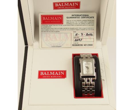 A Pierre Balmain ladies watch in stainless steel, with mother of pearl dial, diamond set to the Twelve and the six with dot n