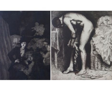 •DAME LAURA KNIGHT RA, RE, RWS (British 1877 - 1970) A FAIR, WOMAN DRESSING Aquatint etching, signed artist's proof, Drypoint