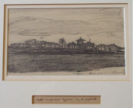 •SIR DAVID MUIRHEAD BONE HRSA, HRWS, HRIBA, HRE, LLB D Litt (Scottish 1876 - 1953) NEAR LENZIE Conte drawing, signed, inscrib