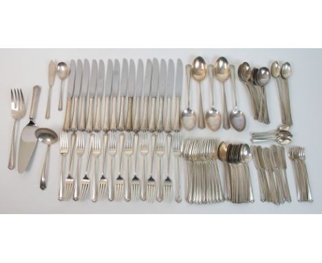 A part suite of Rogers sterling silver cutlery in the Moonbeam pattern comprising; five tablespoons, fifteen mid-size forks, 