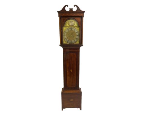 A 19th Century mahogany longcase clock the brass dial inscribed to J N Aitken, Newton, Ayr above a silvered dial enclosing se