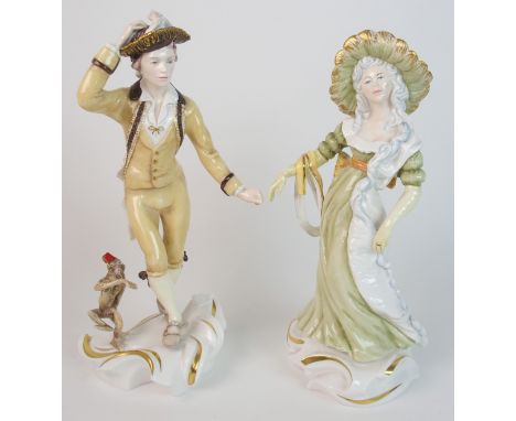 Royal Worcester figures 'The Dandy' and 'Paramour' from 'The Age of Elegance Series' modelled by Kenneth A Potts the Dandy wi