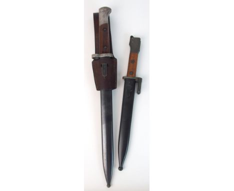 A Czech Lion 1923 - WWII bayonet and scabbard for the Mauser K.98 rifle 45cm long overall with an experimental bayonet and sc