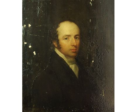 BRITISH SCHOOL (19th Century) PORTRAIT OF A GENTLEMAN Oil on panel, 30.5 x 25cm (12 x 10")