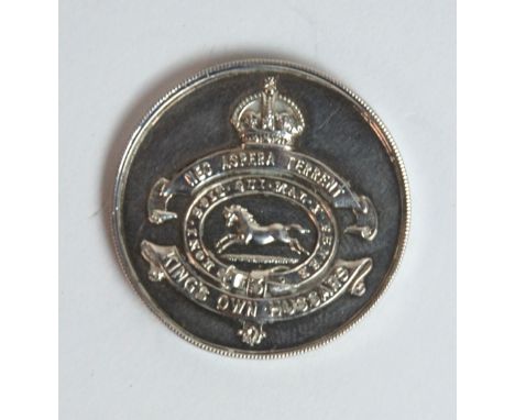 A silver Army Football medal the obverse King's Own Hussars, the reverse inscribed Troop Football Cup League, Belgium, 1919, 