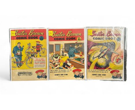 Buster Brown Comic Book 1946 Nos 30, 32, 42. A classic giveaway comic from the Brown shoe company. All 3 comics are bagged &a