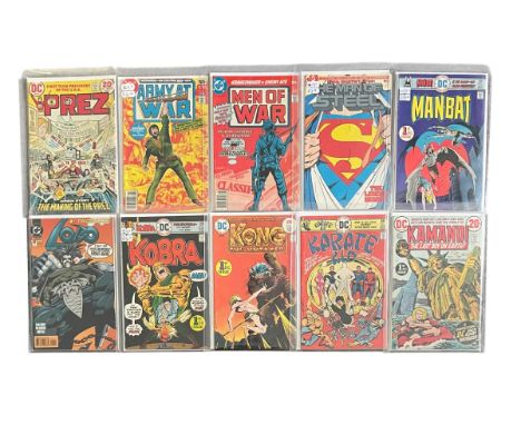 Selection of DC No1 Comics to include: Men of War 1977: The Man Of Steel 1986: Manbat 1975: Lobo 1993: Kobra 1976: Kong The U