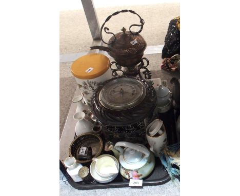 Portmeirion butter dish and storage jar, a barometer and assorted other items Condition Report:Not available for this lot.