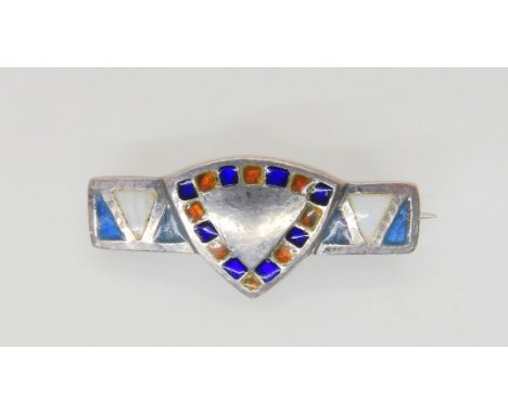 An Arts &amp; Crafts silver &amp; enamel brooch, makers mark WHH for William Hair Haselar, length 2.7cm Condition Report:Avai