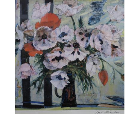 ROBIN PHILIPSON (1916-1992) PINK POPPIES&nbsp; Print multiple, signed lower right, 42 x 42cm&nbsp; Together with a David McCl