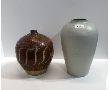 An Upchurch glazed pottery vase and a studio pottery vase signed Harner Condition Report:Available upon request