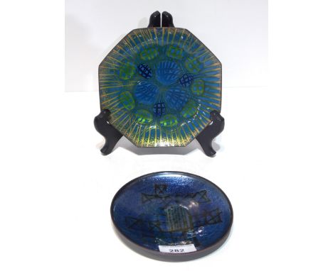 An Anne-Marie Davidson enamel on copper dish together with a&nbsp;Bjorn Engo Norwegian enamel on copper dish Condition Report