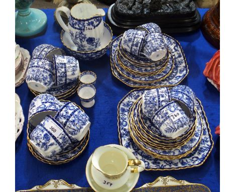 A Spode blue and white tea/coffee set decorated with flowers, pattern number 3742 Condition Report:Available upon request