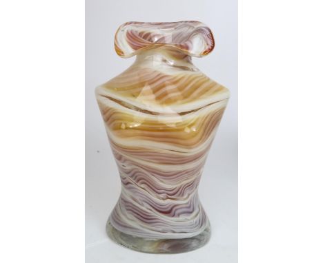 A modernist&nbsp; Italian hand blown Murano Art glass sculpture/vase in the form of a female torso with an amber and opalesce