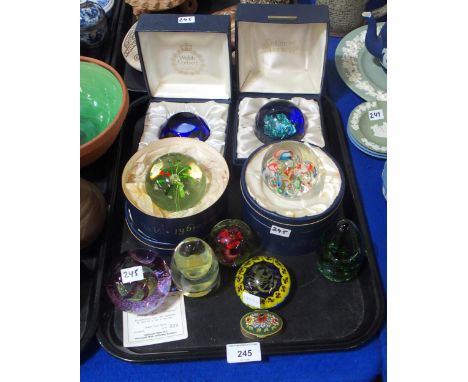 Two Caithness paperweights including Floral Illusion and Merry go round, and other weights Condition Report:Not available for