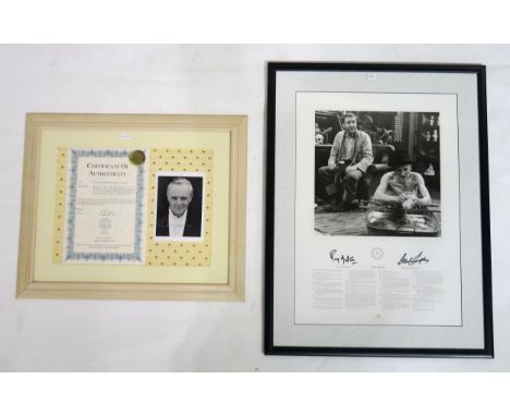 A framed autographed photographic portrait of Sir Anthony Hopkins, with accompanying certificate of authenticity; together wi
