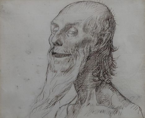 BRITISH SCHOOL&nbsp;Portrait head, pen and ink, 14 x 17cm, and three others (4) Condition Report:Available upon request