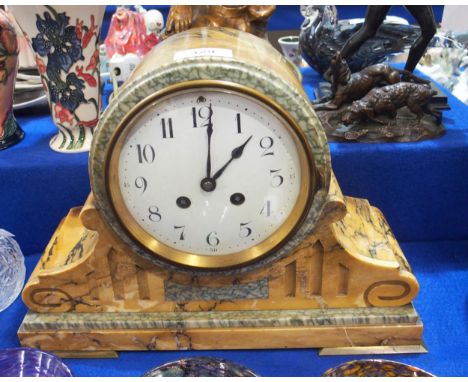 A French alabaster mantle clock, the dial with Arabic numerals Condition Report:Available upon request