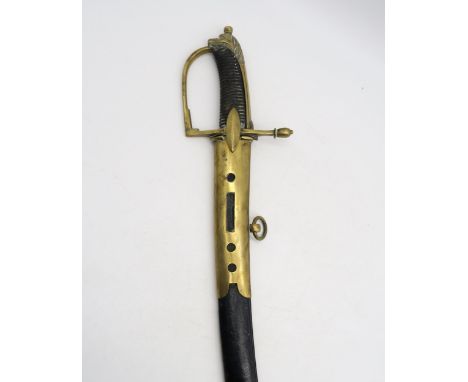 A reproduction Russian 1798 pattern Light Cavalry sabre, the blade measuring approx. 85cm in length and housed in a brass-mou