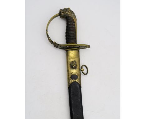 A reproduction British 1803 pattern infantry officer's sabre, the blade measuring approx. 81cm in length and housed in a bras