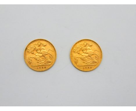 Two Edward VII half sovereigns,&nbsp;Bare head r. R. St. George and dragon&nbsp;1904, 8gms (2) Condition Report:Available upo
