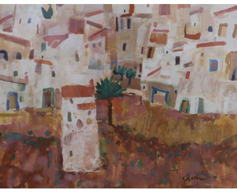 GEORGE DEVLIN RSW RGI (SCOTTISH 1937-2014)&nbsp; IN ISTAN&nbsp; Gouache, signed lower right, 40 x 49cm Title inscribed verso 