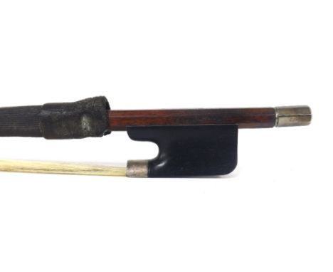 German silver mounted viola bow by and stamped K. Penzel***, the stick octagonal, the ebony frog plain and with a silver over