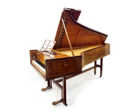 Single manual harpsichord by Thomas Culliford, London, 1785 for Longman and Broderip, the case sides veneered in 'plum puddin