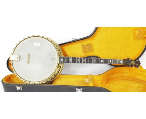 John Grey & Sons Autocrat tenor banjo, with 23" scale and 11" skin, hard case