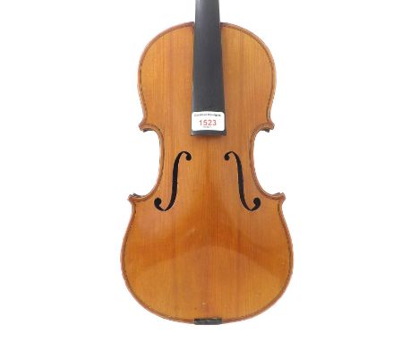 French violin circa 1900 labelled Copie de Antonio Stradivarius..., 14 3/16", 36cm