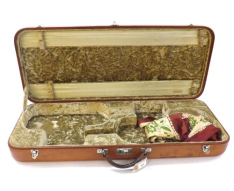 Good tan leather oblong violin and viola plush lined double case