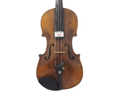 Late 19th century Klingenthal violin, branded Lizsl below the button, 14", 35.60cm