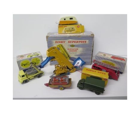 Dinky Toys - Dinky 855 Marrel multi-bucket unit, Dinky 955 fire engine with extending ladder, Dinky 964 elevator loader, Dink