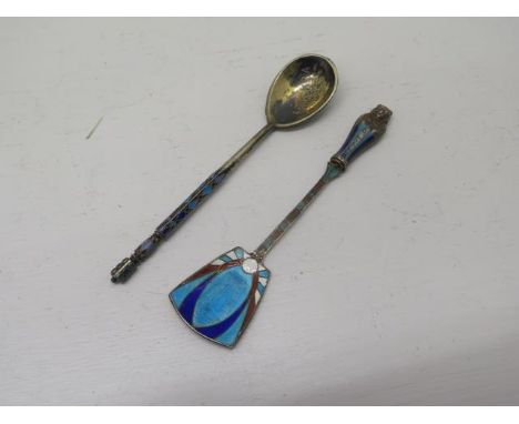 A Russian silver gilt and enamel spoon (hallmarked)  with enamel in very good overall condition approx 13cm, weight approx 23