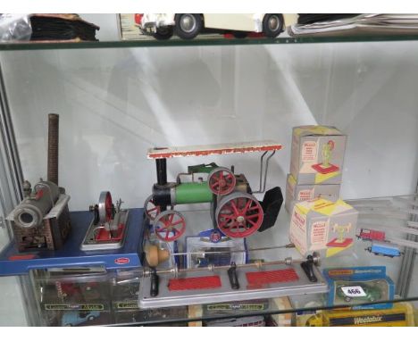 A Wilesco steam engine Mamod items and a Lone Star engine and track 