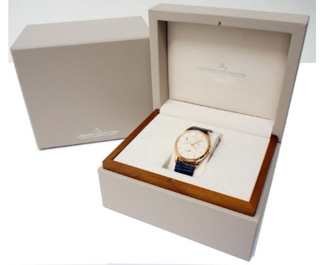 A superb gents 18ct rose gold Jaeger LeCoultre Master Reserve Automatic wristwatch with sub dials and Reserve de Marche - Jae