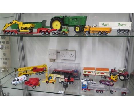 Assorted Siku Toys - A John Deere tractor and trailer and a Corgi fork lift 