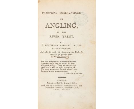 Angling.- Snart (Charles) Practical Observations on Angling in the River Trent, first edition,&nbsp;occasional marginal finge