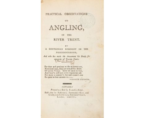 Angling.- Snart (Charles) Practical Observations on Angling in the River Trent, first edition,&nbsp;occasional marginal finge