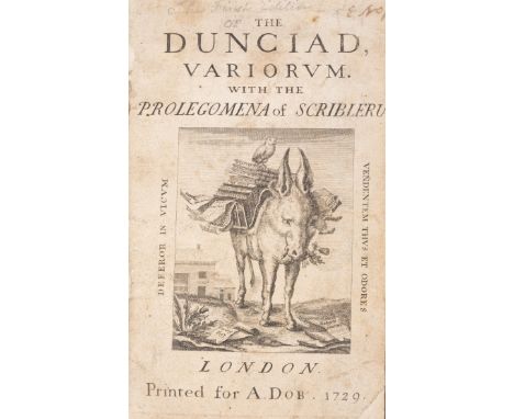 [Pope (Alexander)] The Dunciad, Variorum. With the Prolegomena of Scriblerus, engraved vignette on title, title toned with so