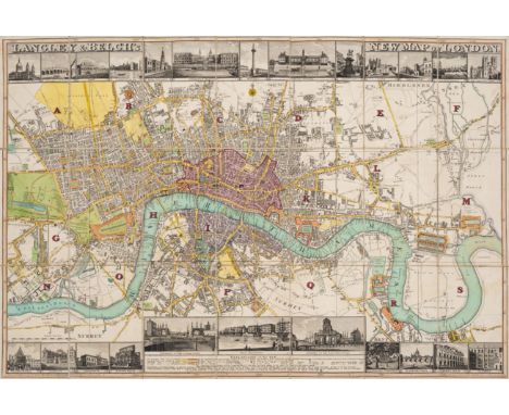 London.- Langley (Edward, &amp; Belch, William) Langley and Belch's New Map of London, first edition, map of London with 24 u