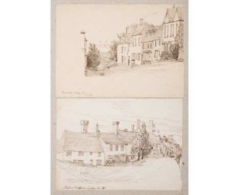 English architecture.- Sketchbook of views and architectural detail of English buildings, 72 pen and ink and pencil drawings 