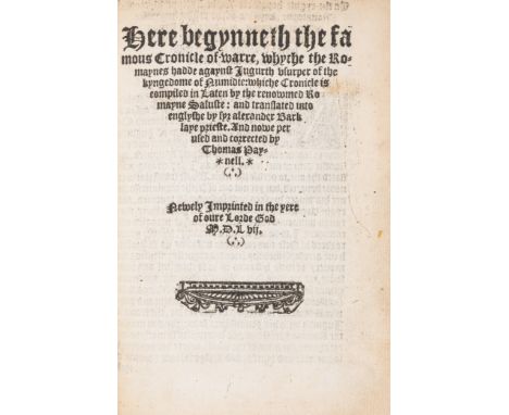 Sallustius Crispus (Caius) and Costanzo Felice. The Conspiracie of Catiline...with the Historye of Jugurth, 2 parts in 1 vol.