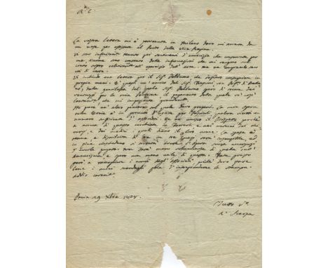 SCARPA ANTONIO: (1752-1832) Italian Anatomist. A good A.L.S., A. Scarpa, one page, 4to, Pavia, 29th October 1808, to Giorgio 