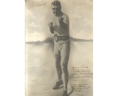 SMITH DICK: (1886-1950) British Boxer, British Light Heavyweight Champion 1914-16, 1918. Vintage signed and inscribed 12 x 18