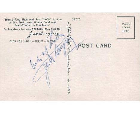 DEMPSEY JACK: (1895-1983) American Boxer, World Heavyweight Champion 1919-26. Vintage signed colour postcard, the image being